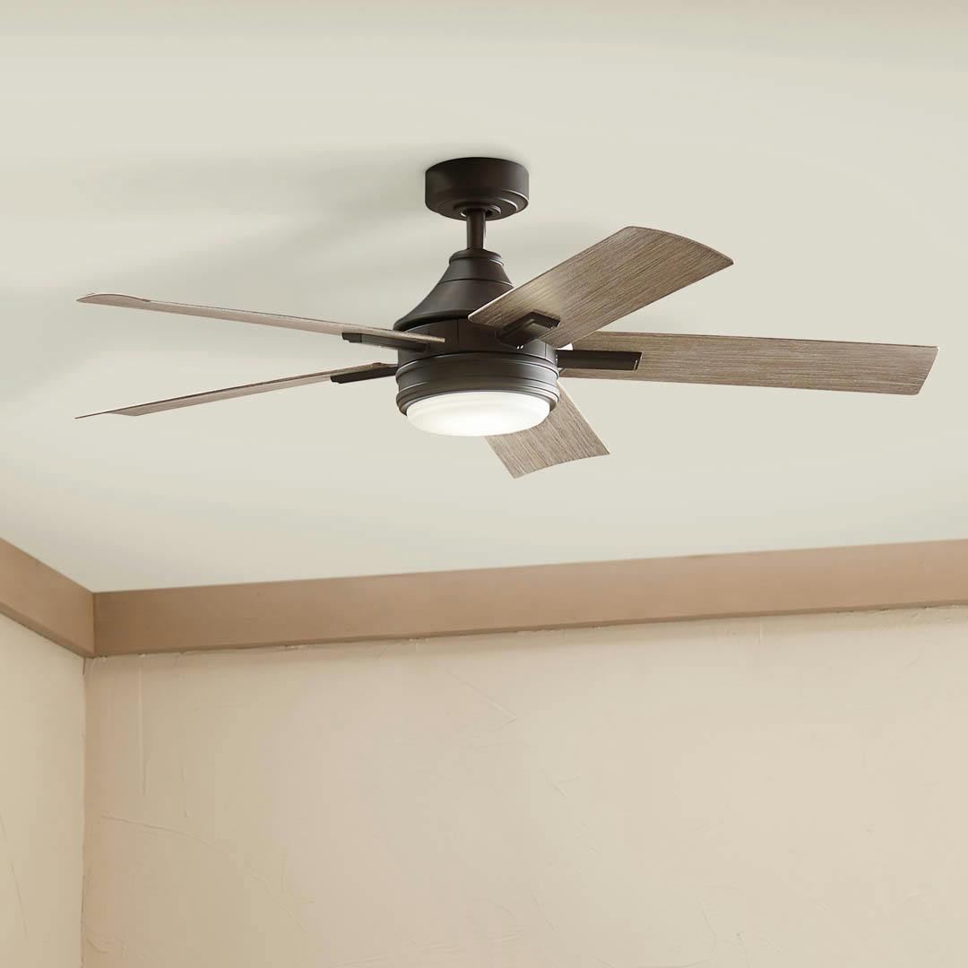 Close up view of the 52" Tide Outdoor Ceiling Fan Olde Bronze  on a white background