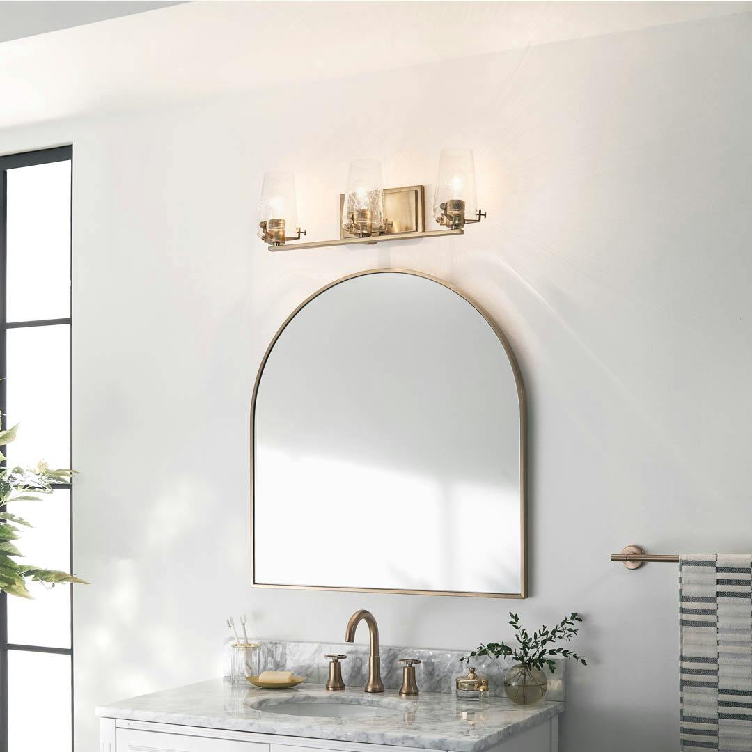 Day time bathroom with Alton 3 Light Vanity Light Champagne Bronze