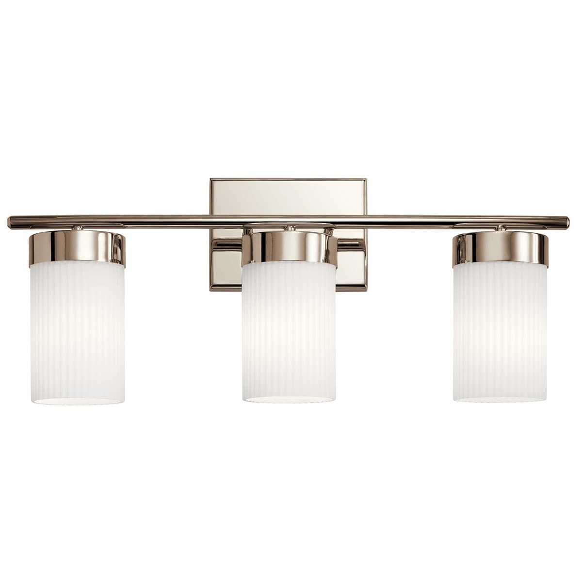 Front view of the Ciona 24" 3 Light Vanity Light Nickel on a white background