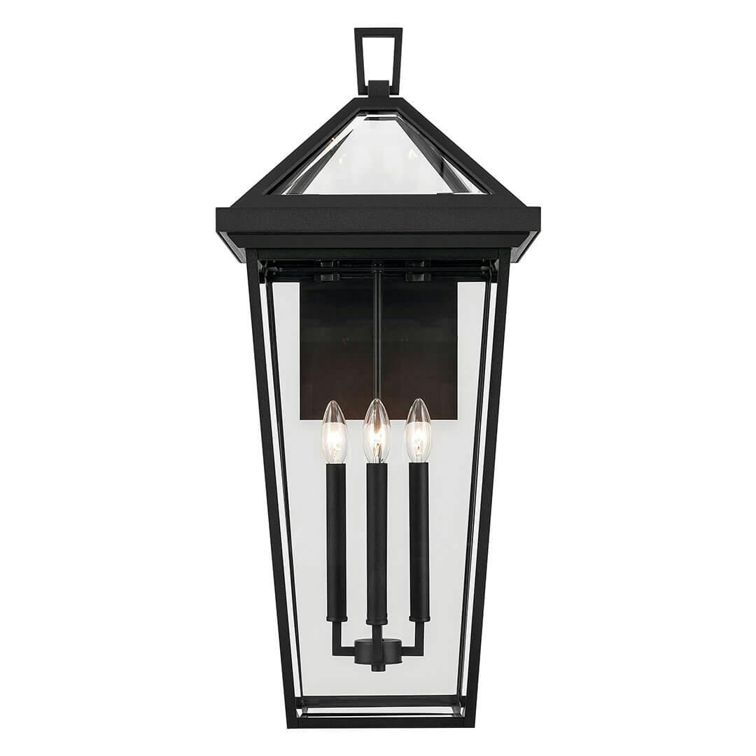 Front view of the Regence 30.25" 4 Light Outdoor Wall Light in Textured Black on a white background
