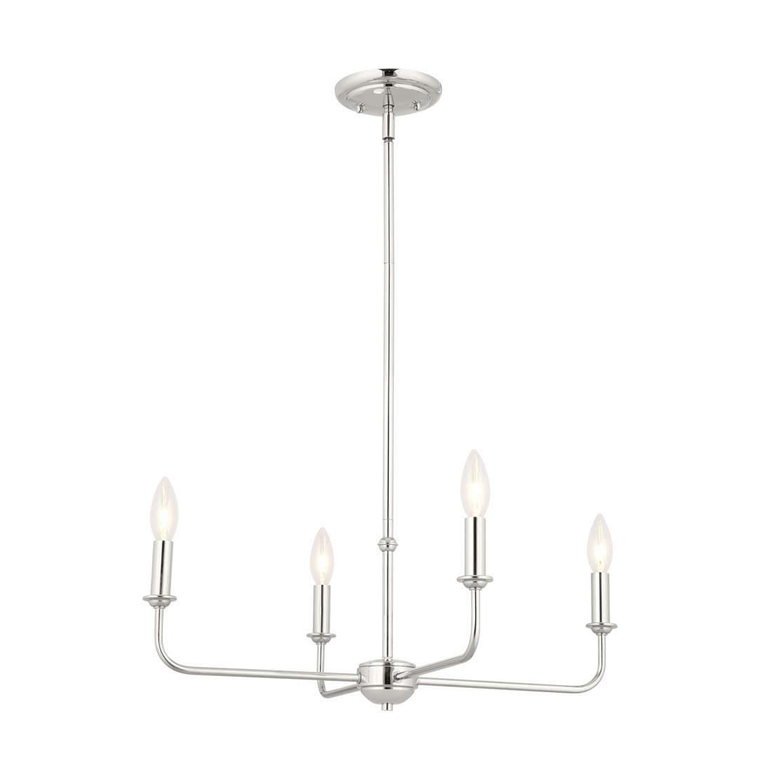 Pallas 25" 4 Light Chandelier Polished Nickel on a white background