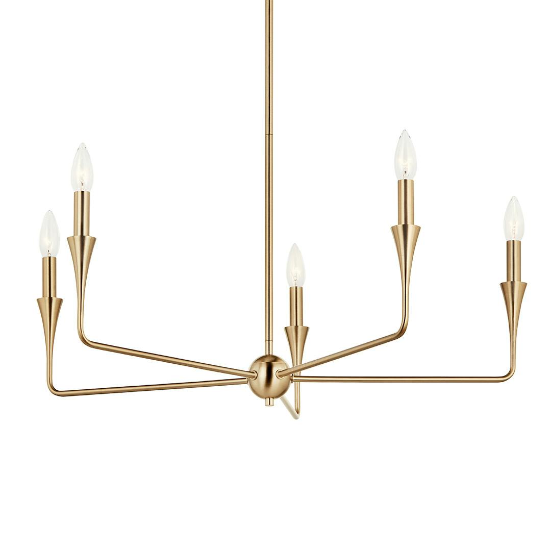 The Alvaro 30 Inch 5 Light Chandelier in Champagne Bronze on a white background