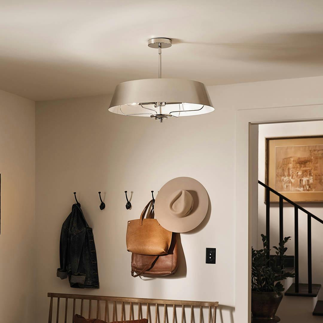 Day time entryway with Luella 22" 4 Light Pendant Polished Nickel