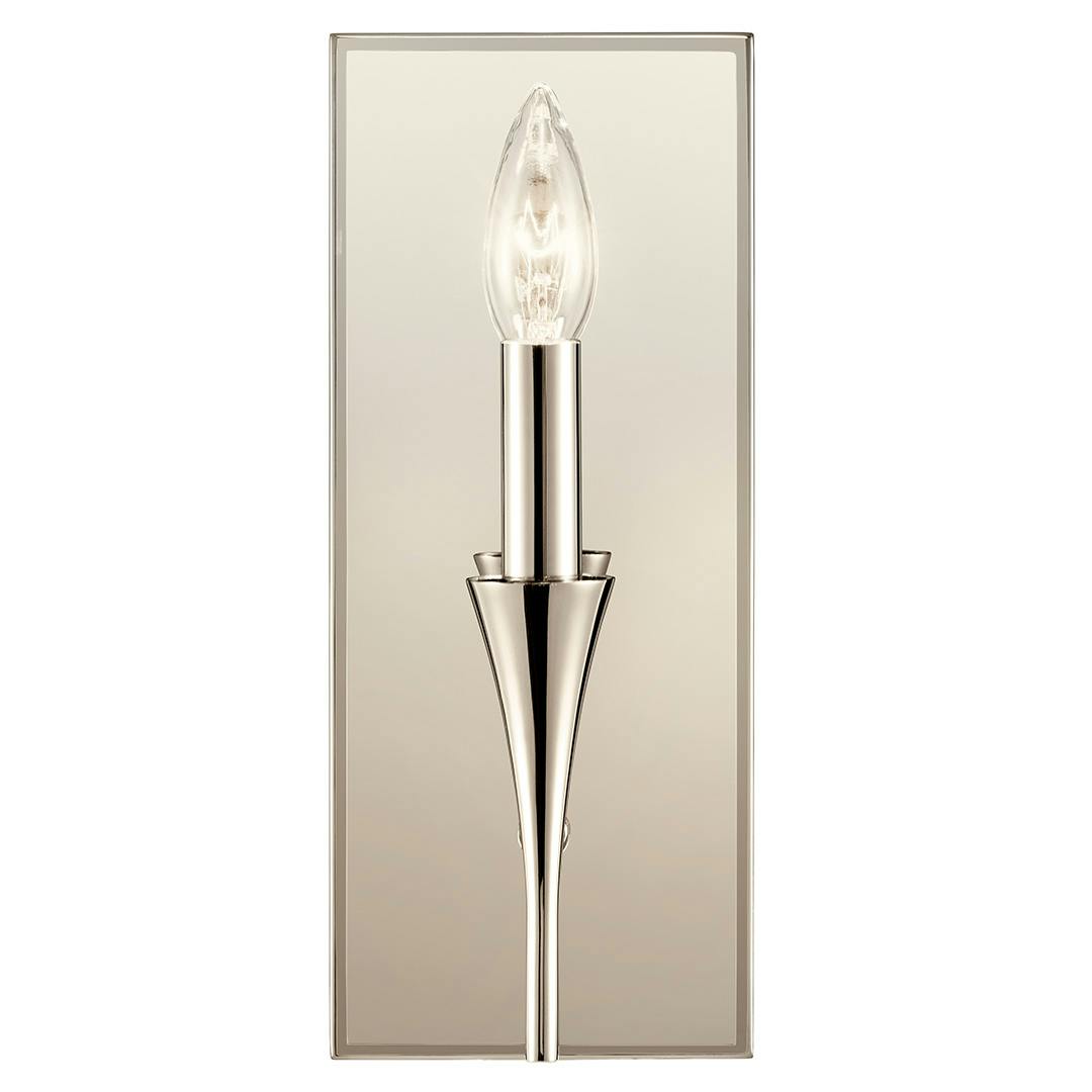 Front view of the Alvaro 11.5 Inch 1 Light Wall Sconce in Polished Nickel on a white background