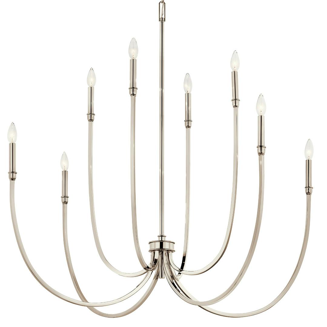 The Malene 45.25 Inch 8 Light Foyer Chandelier in Polished Nickel on a white background