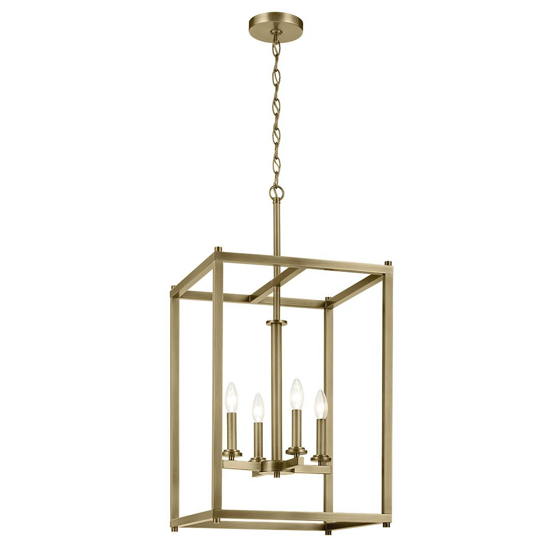 The Crosby 31" 4-Light Foyer Pendant with Clear Glass in Natural Brass on a white background