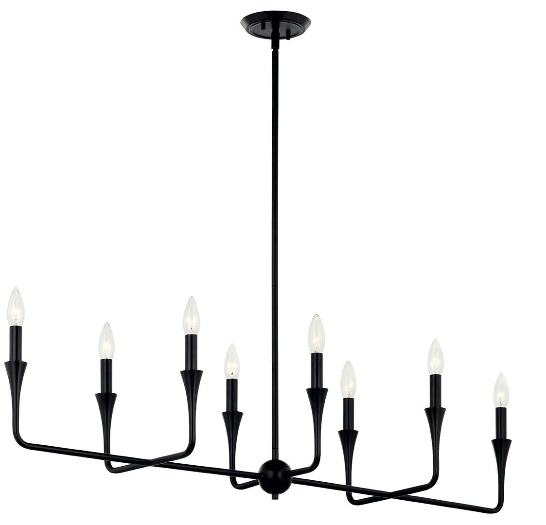 The Alvaro 45.5 Inch 8 Light Linear Chandelier in Black on a white background