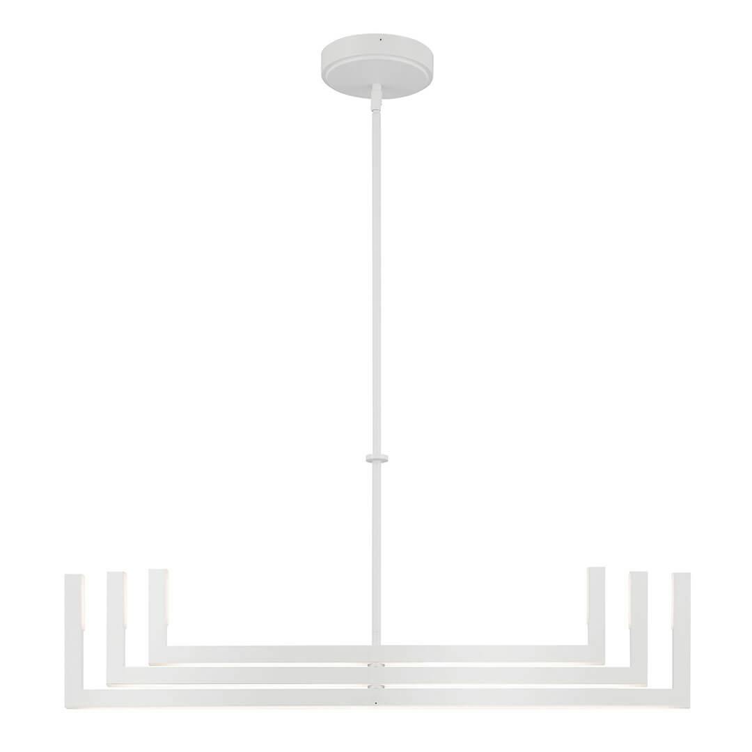 Front view of the Priam 43.75 Inch 6 Light LED Chandelier in White on a white background