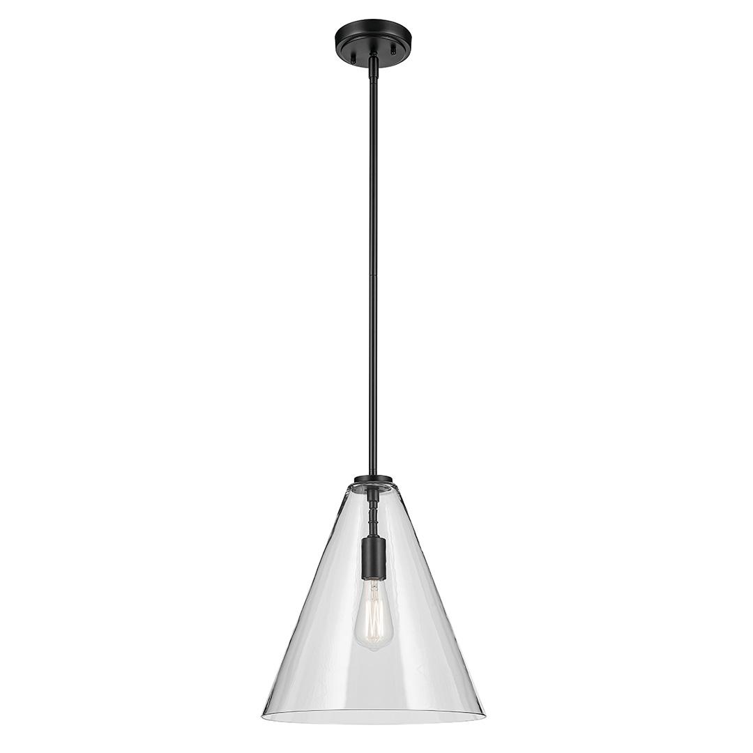 The Everly 15.5" 1-Light Cone Pendant with Clear Glass in Black on a white background