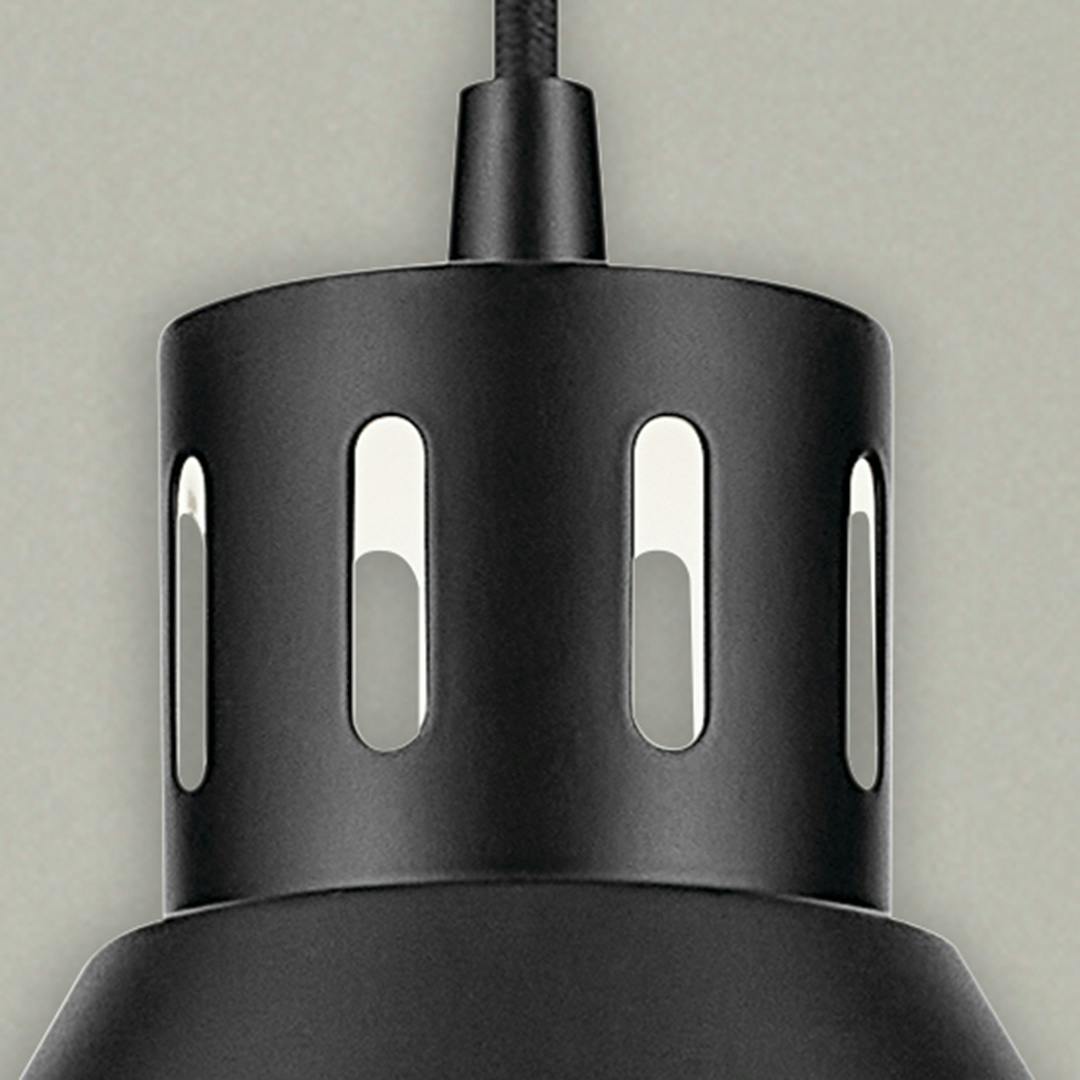 Close up of the Zailey 14.25" 1-Light Cone Pendant in Black