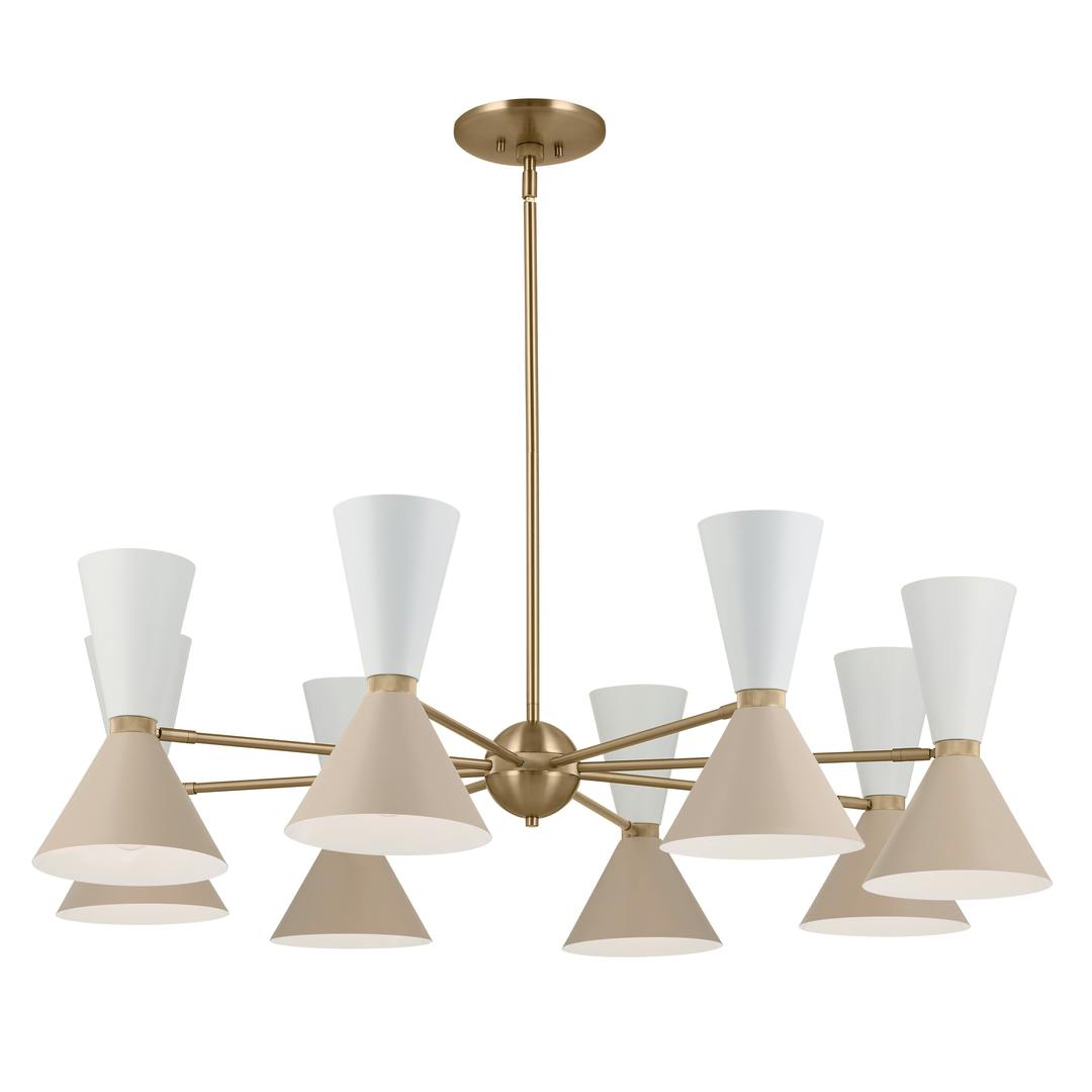 Phix 48.75 Inch 16 Light Chandelier in Champagne Bronze with Greige and White on a white background