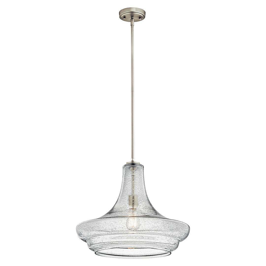 Everly 1 Light Pendant in Nickel on a white background