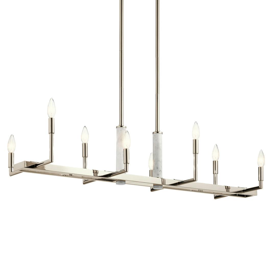 Laurent 8 Light Linear Chandelier Nickel on a white background
