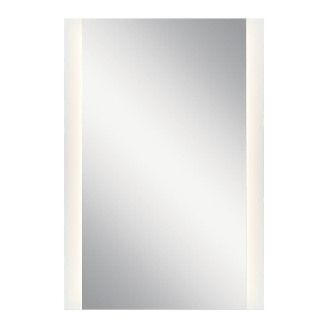 39" x 27" Rectangular LED Backlit Mirror hung vertically on a white background