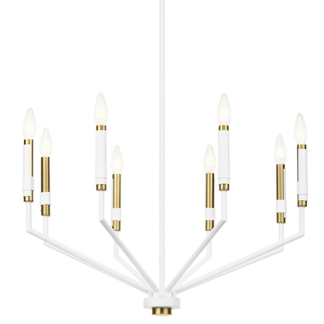 Armand 26" 8 Light Chandelier in a White Finish on a white background