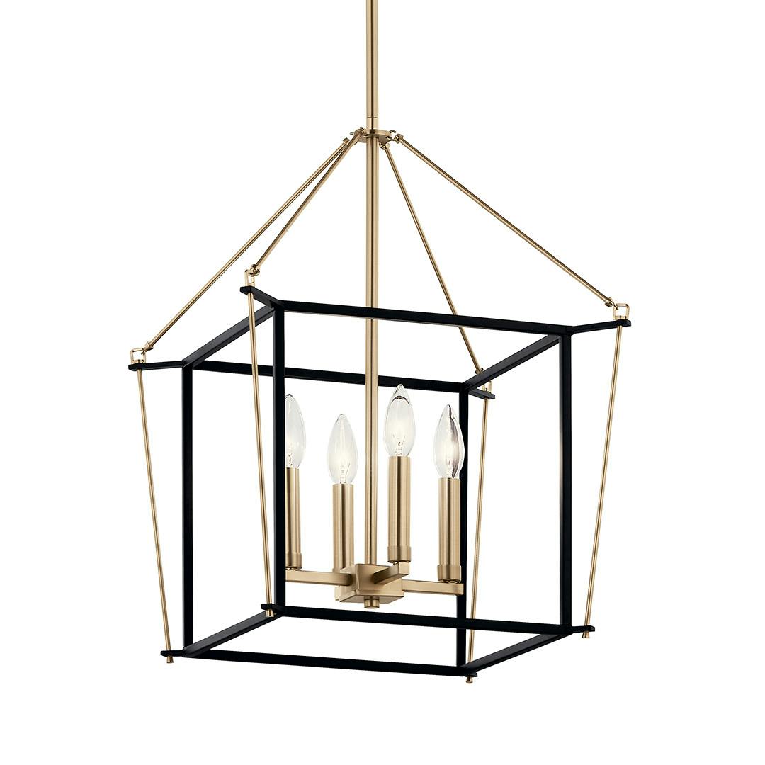The Eisley 21.25 Inch 4 Light Foyer Pendant in Champagne Bronze and Black on a white background