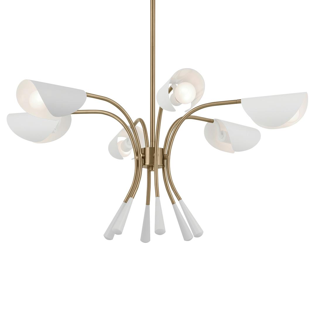 Arcus 39.25 Inch 6 Light Chandelier in Champagne Bronze with White on a white background