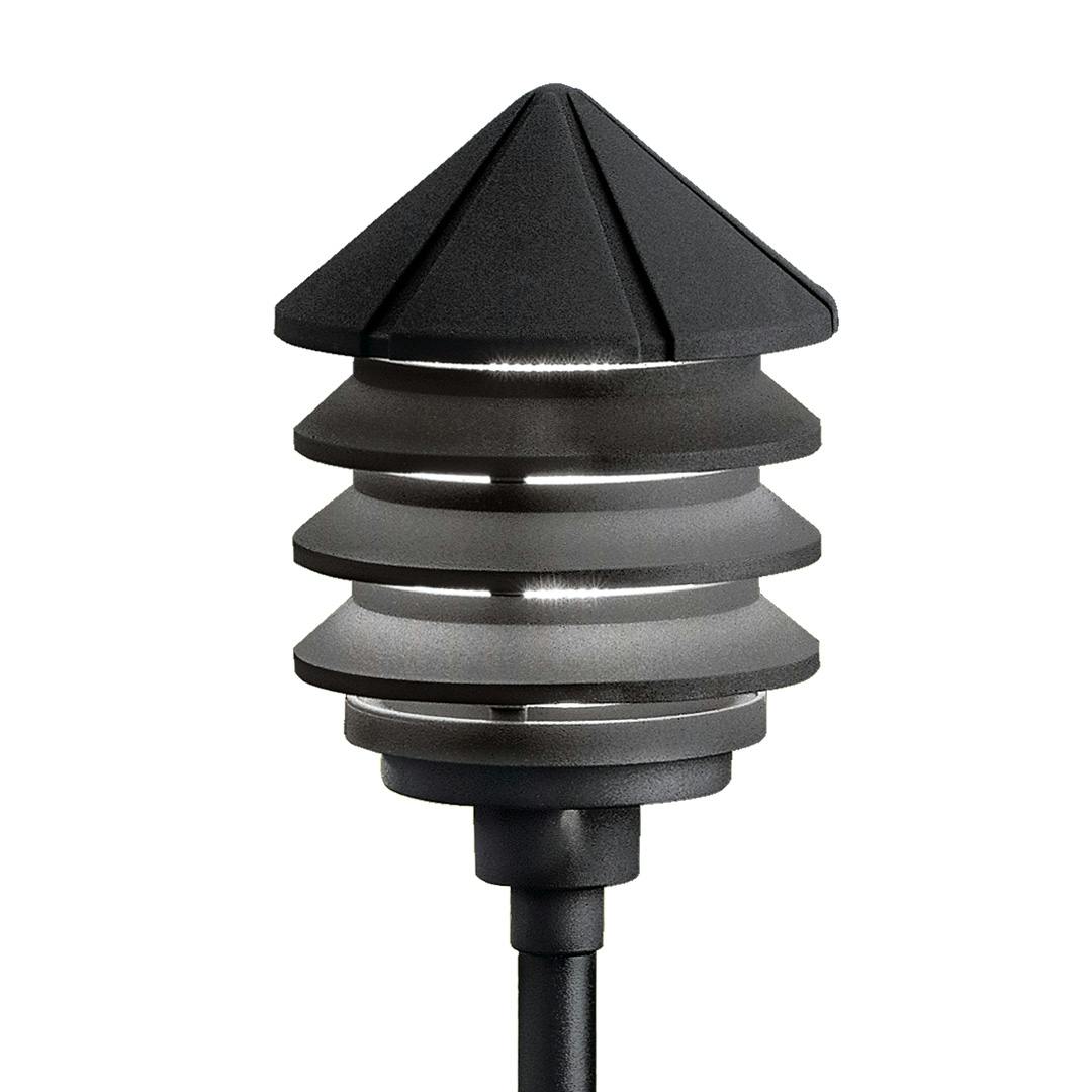 Three Tier 12V Path Light Textured Black on a white background
