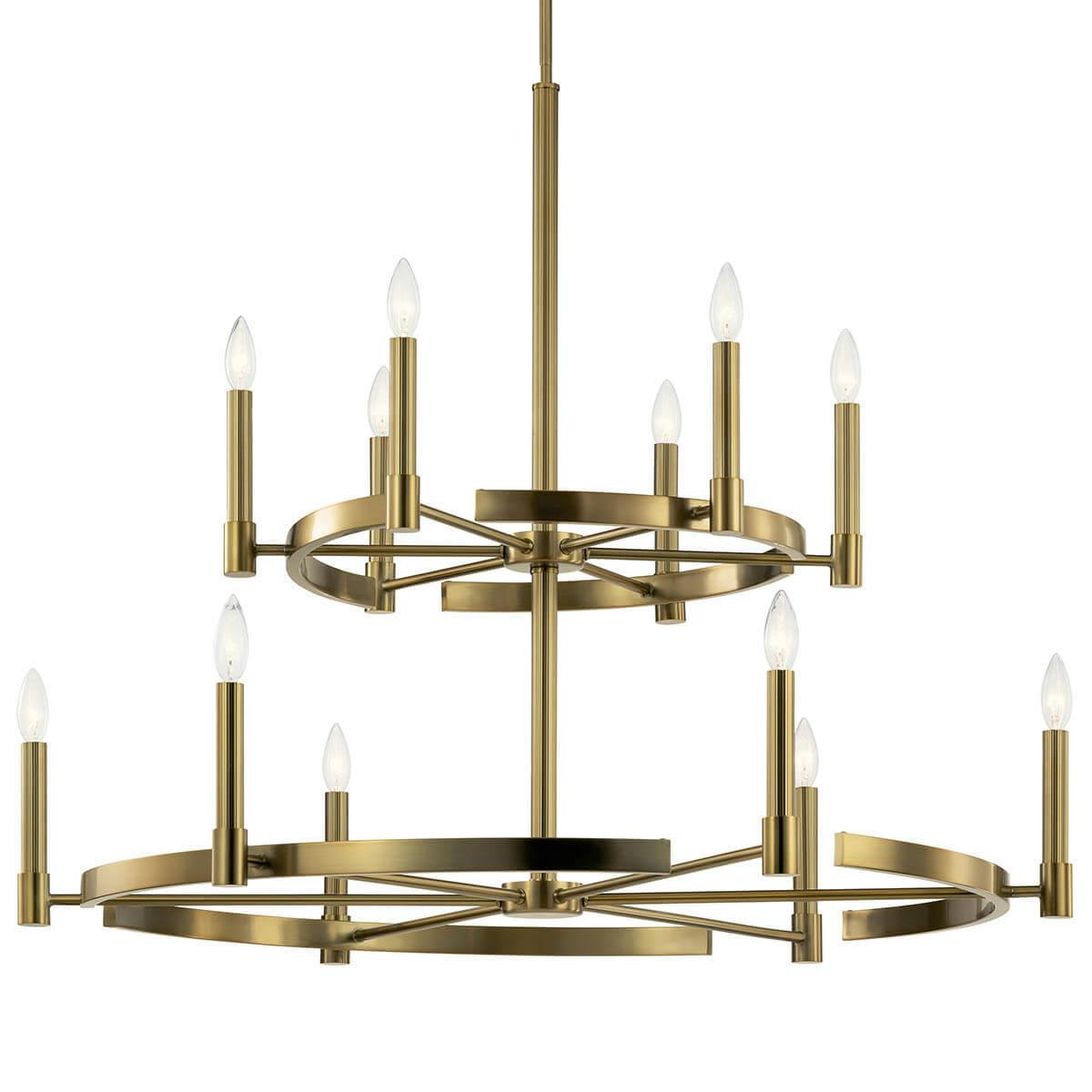 Tolani™  12 Light Chandelier Brushed Natural Brass on a white background