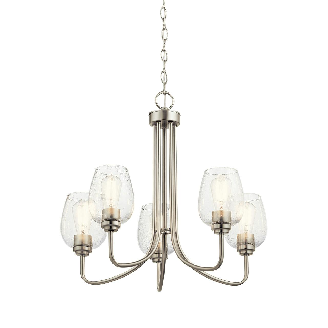 Valserrano 5 Light Chandelier Nickel without the canopy on a white background