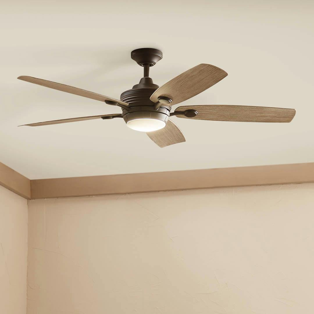 Close up view of the 56" Tranquil Ceiling Fan Olde Bronze on a white background