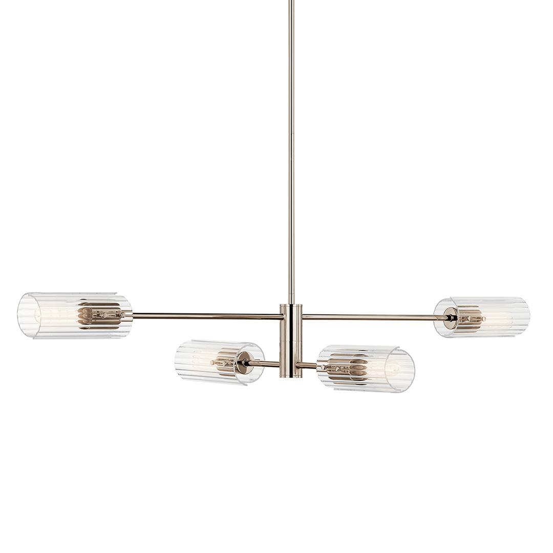 The Velestino 47.50" 4-Light Linear Chandelier in Polished Nickel on a white background