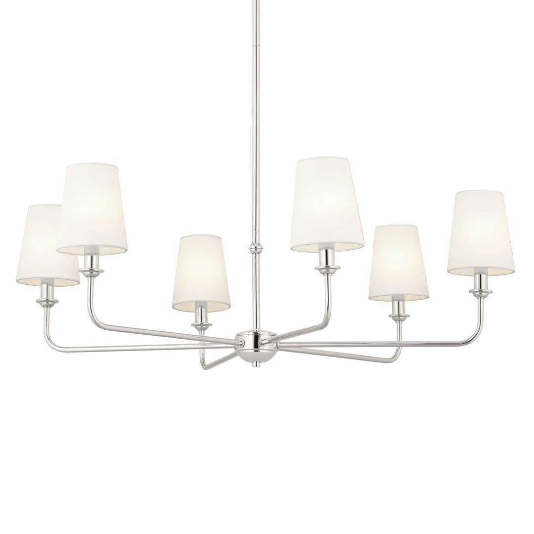 Pallas 32.25" 6 Light Chandelier Polished Nickel on a white background