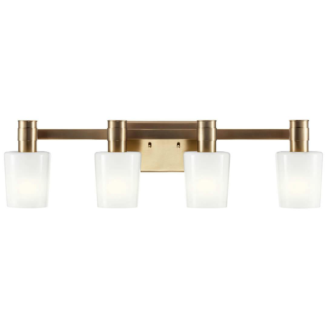 Front view of the Adani 30 Inch 4 Light Vanity Light with Opal Glass in Champagne Bronze on a white background