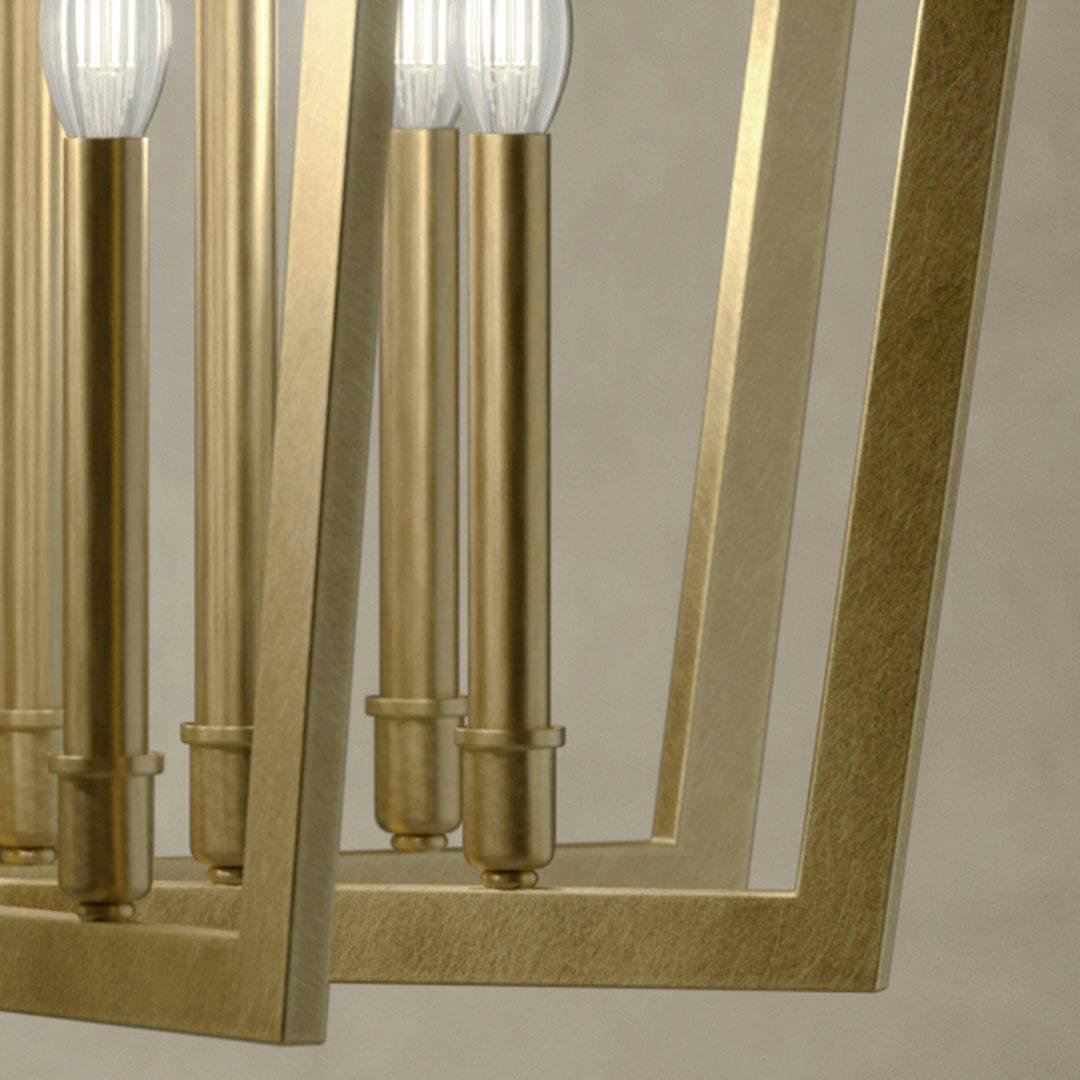 Close up of the Abbotswell 49 Inch 16 Light Foyer Pendant in Natural Brass
