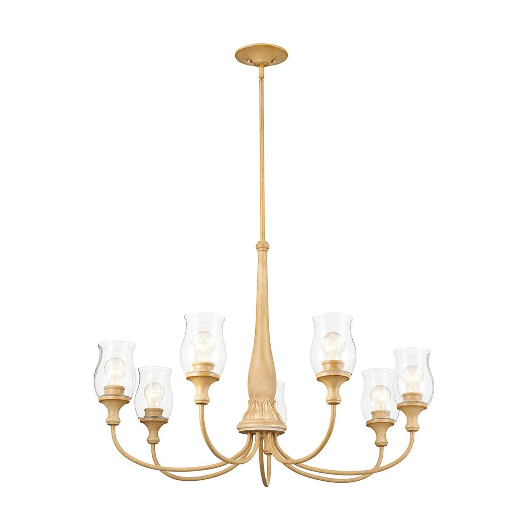 Melis 7 Light Chandelier Warm Maple on a white background