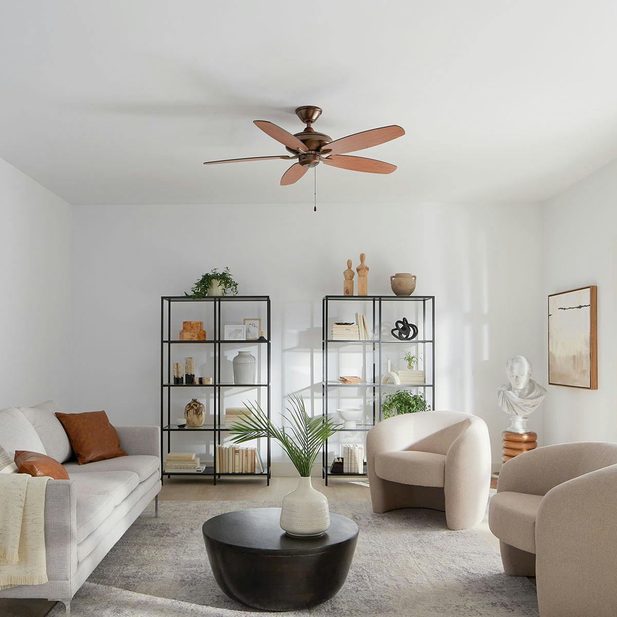 Day time living room featuring Renew ceiling fan 330164OBB