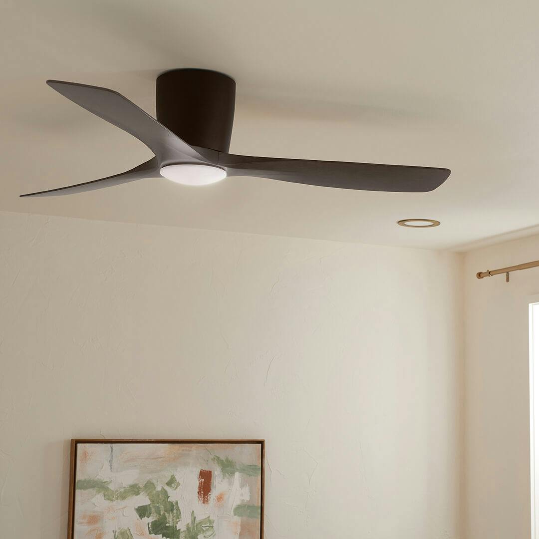 Living room with 54" Volos Ceiling Fan Satin Natural Bronze