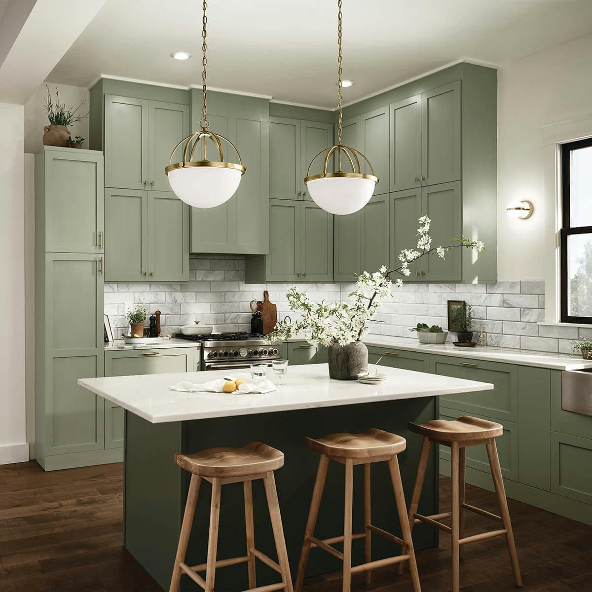 Day time Kitchen with Edmar™ 3 Light Pendant Natural Brass