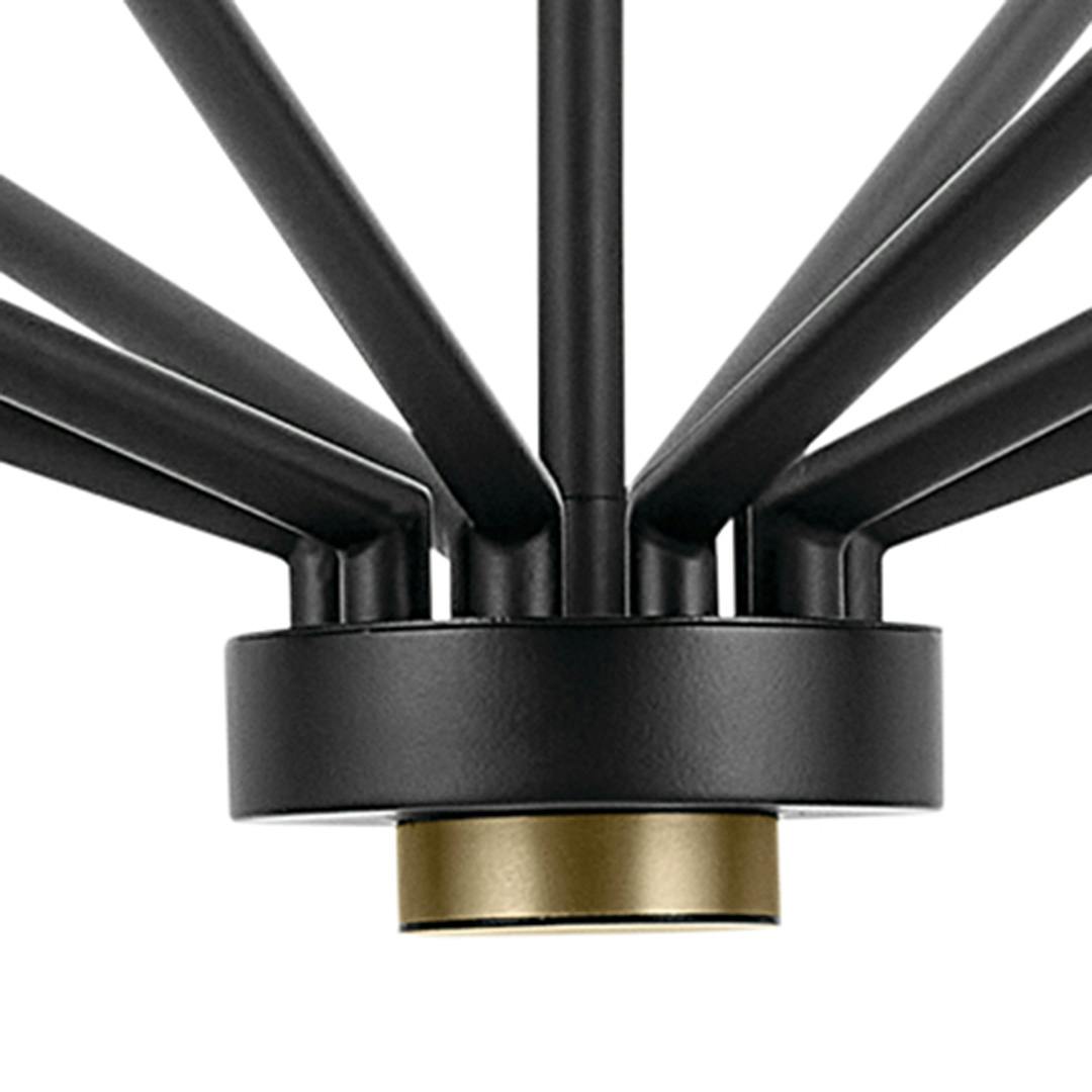 Close up view of the Armand 38.25" 10-Light Chandelier in Black on a white background