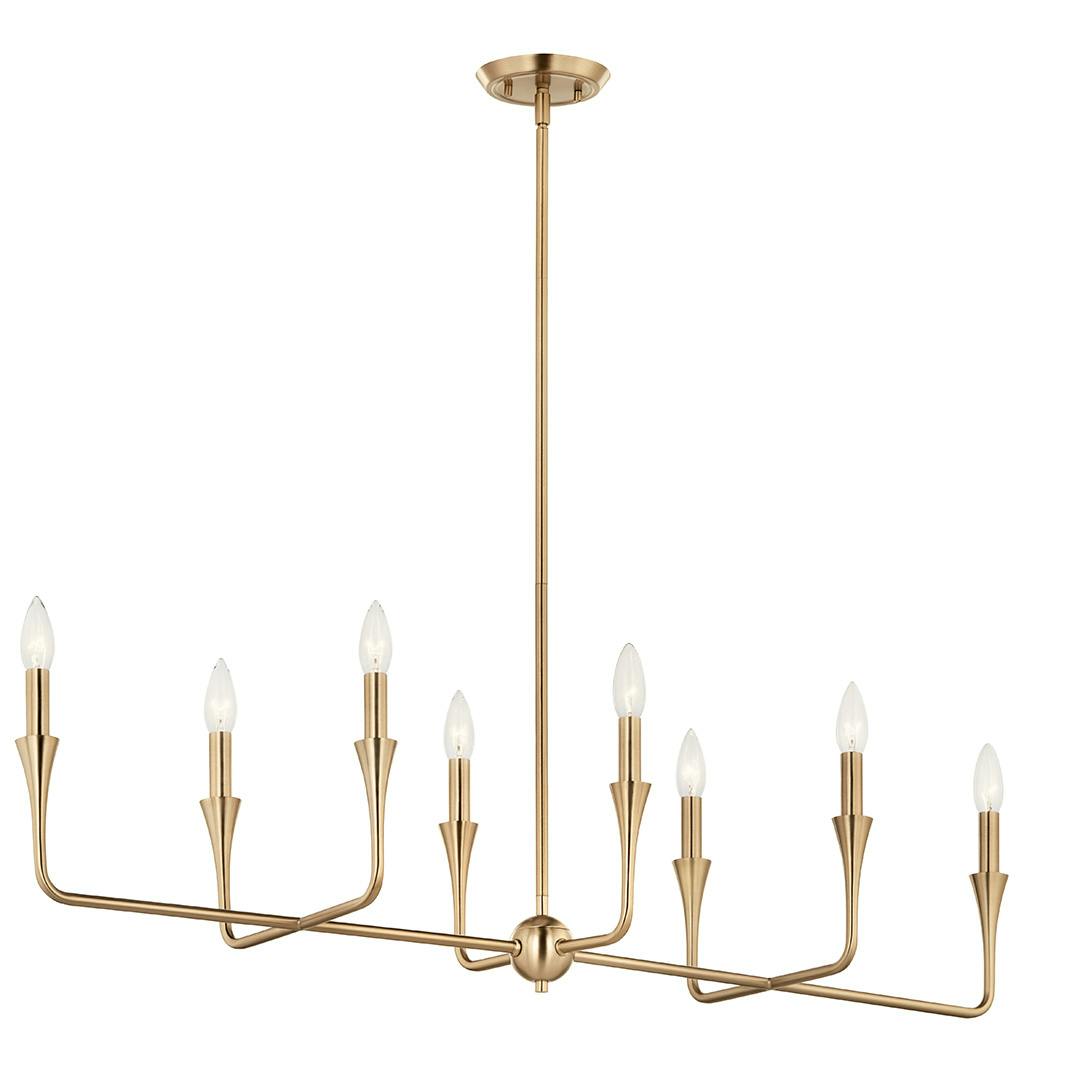 The Alvaro 45.5 Inch 8 Light Linear Chandelier in Champagne Bronze on a white background