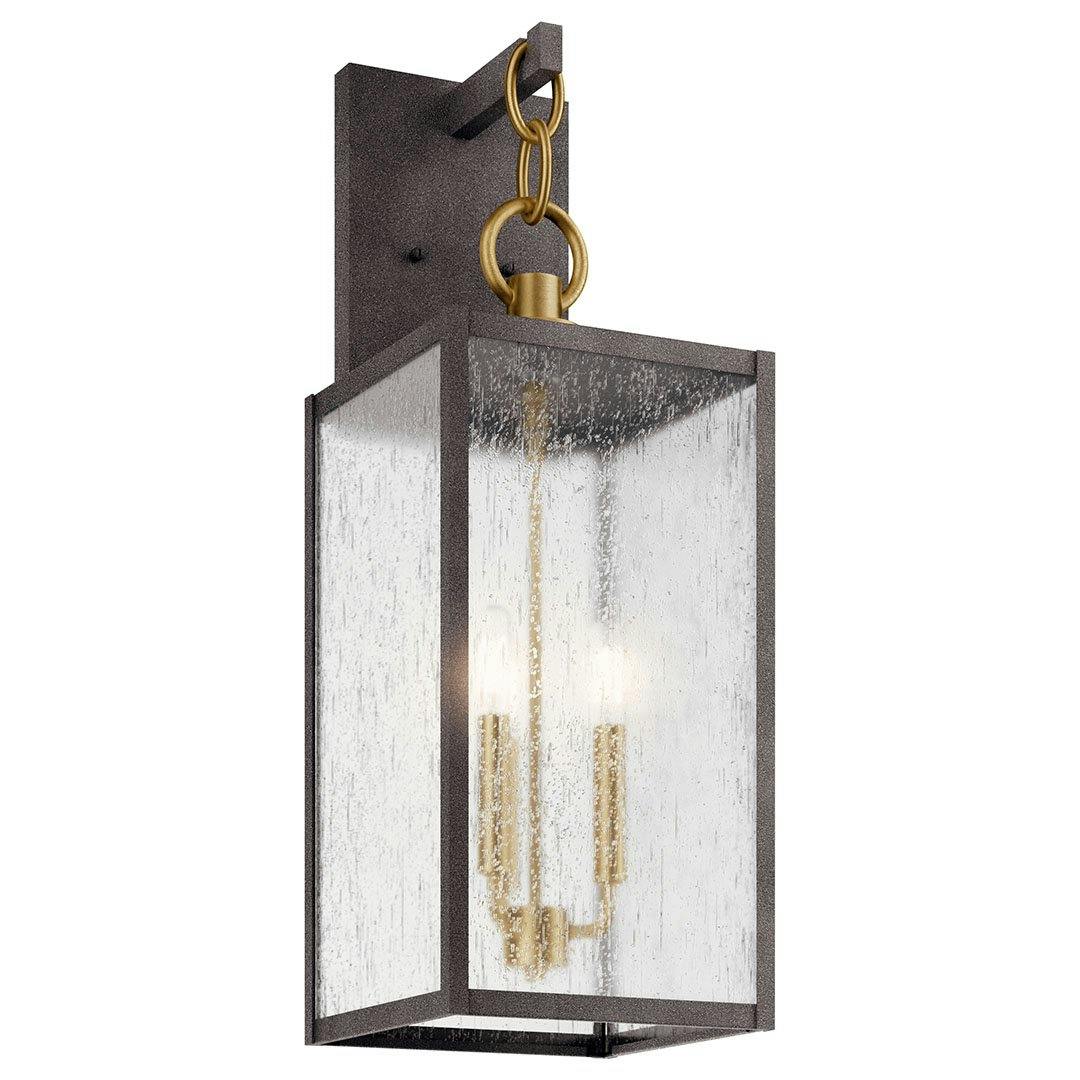 The Lahden 26" 3 Light Outdoor Wall Light with Clear Seeded Glass in Weathered Zinc on a white background