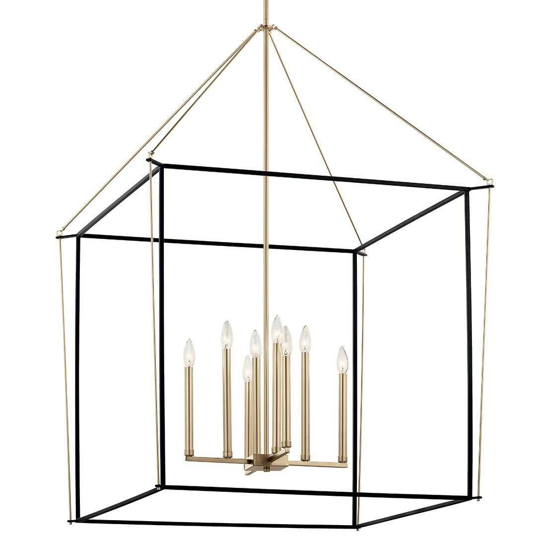 The Eisley 50 Inch 8 Light 2 Tier Foyer Pendant in Champagne Bronze and Black on a white background
