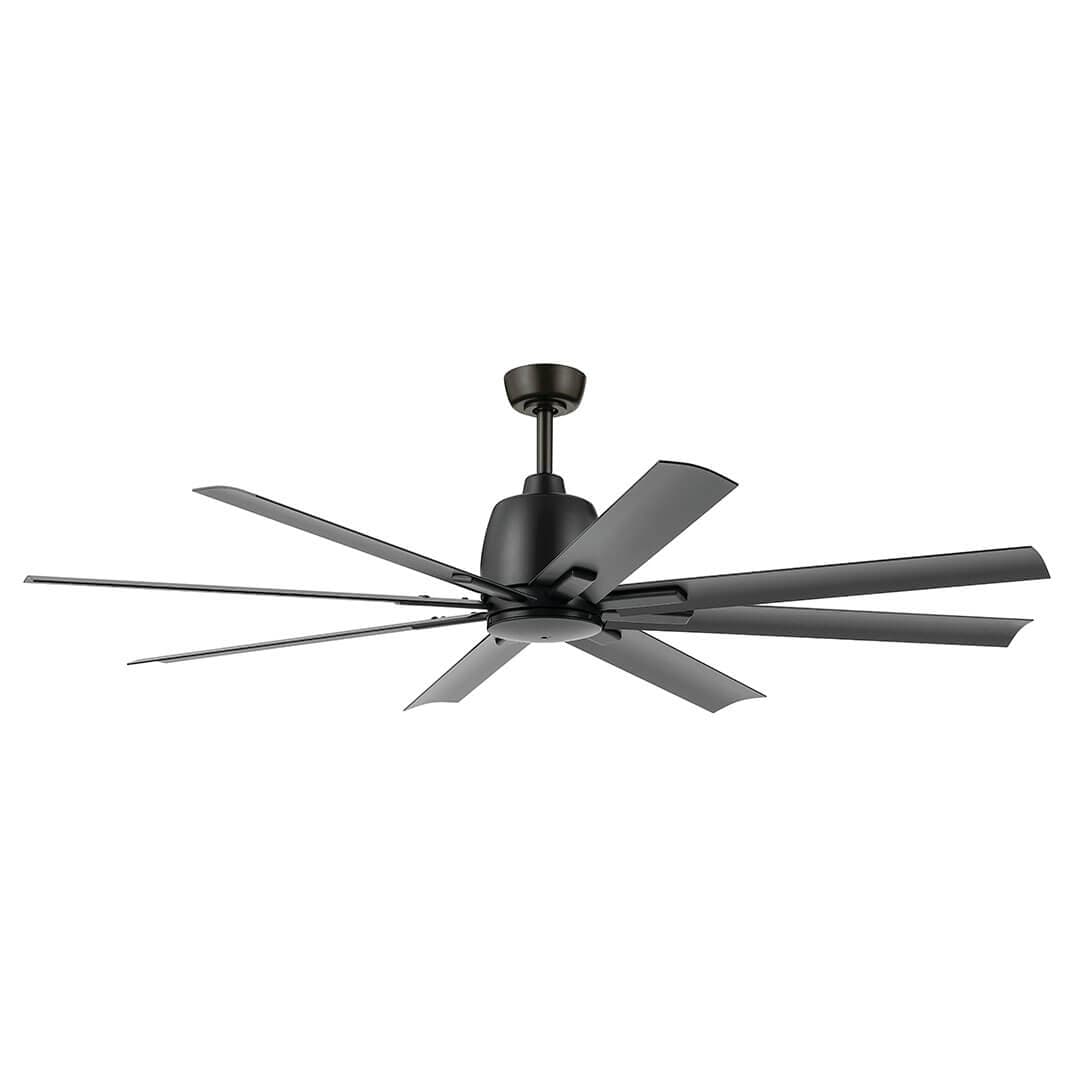 The 65" Breda 8 Blade Ceiling Fan in Satin Black with Satin Black Blades on a white background