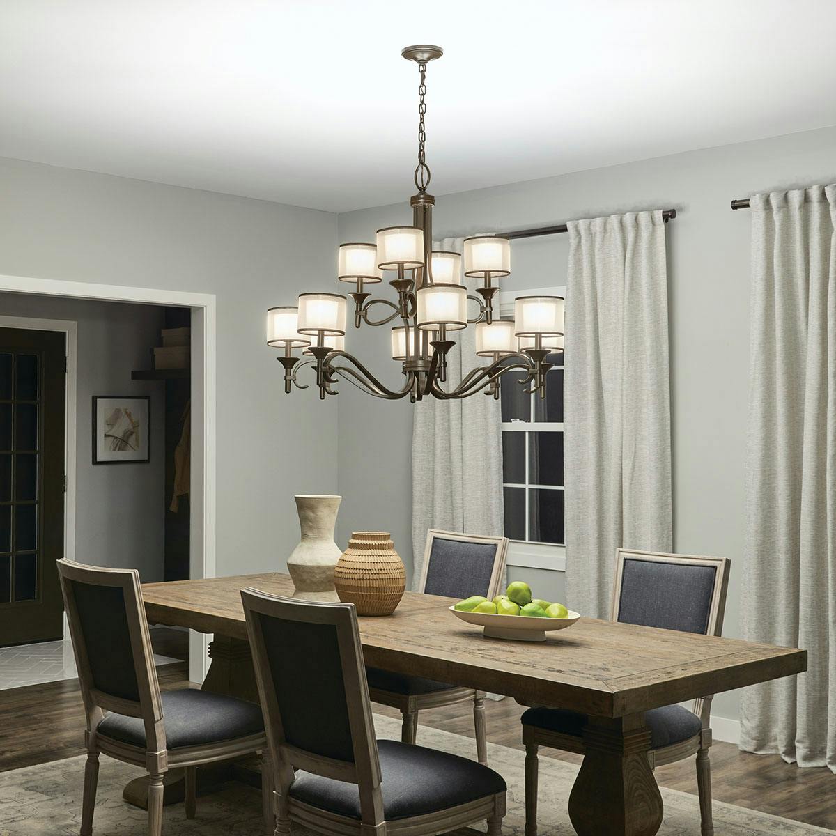 Night time dining room image featuring Lacey chandelier 42383MIZ