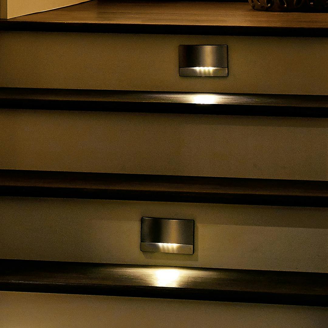 Kitchen step lights lighting up steps
