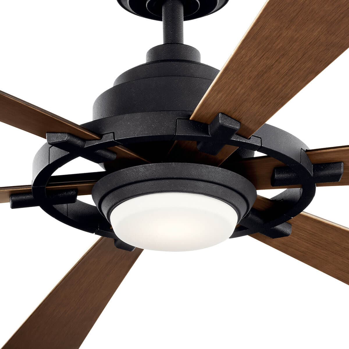 Close up view of the Gentry Lite LED 52" Ceiling Fan Black on a white background