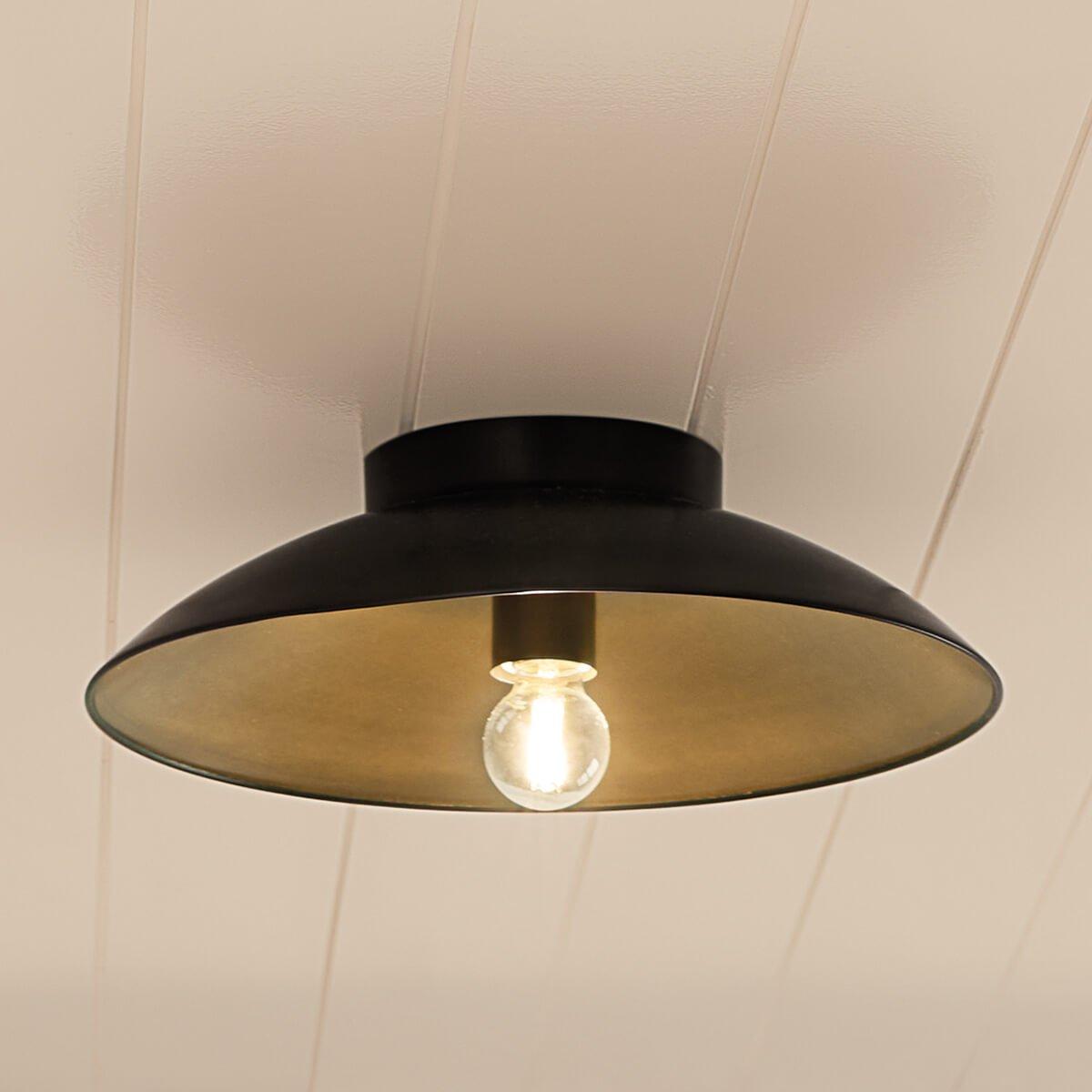 Day time hallway with Kira 1 Light Flush Mount Black