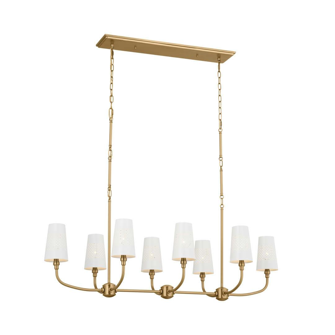 Adeena 47.25" 8 Light Linear Chandelier Brushed Natural Brass on a white background