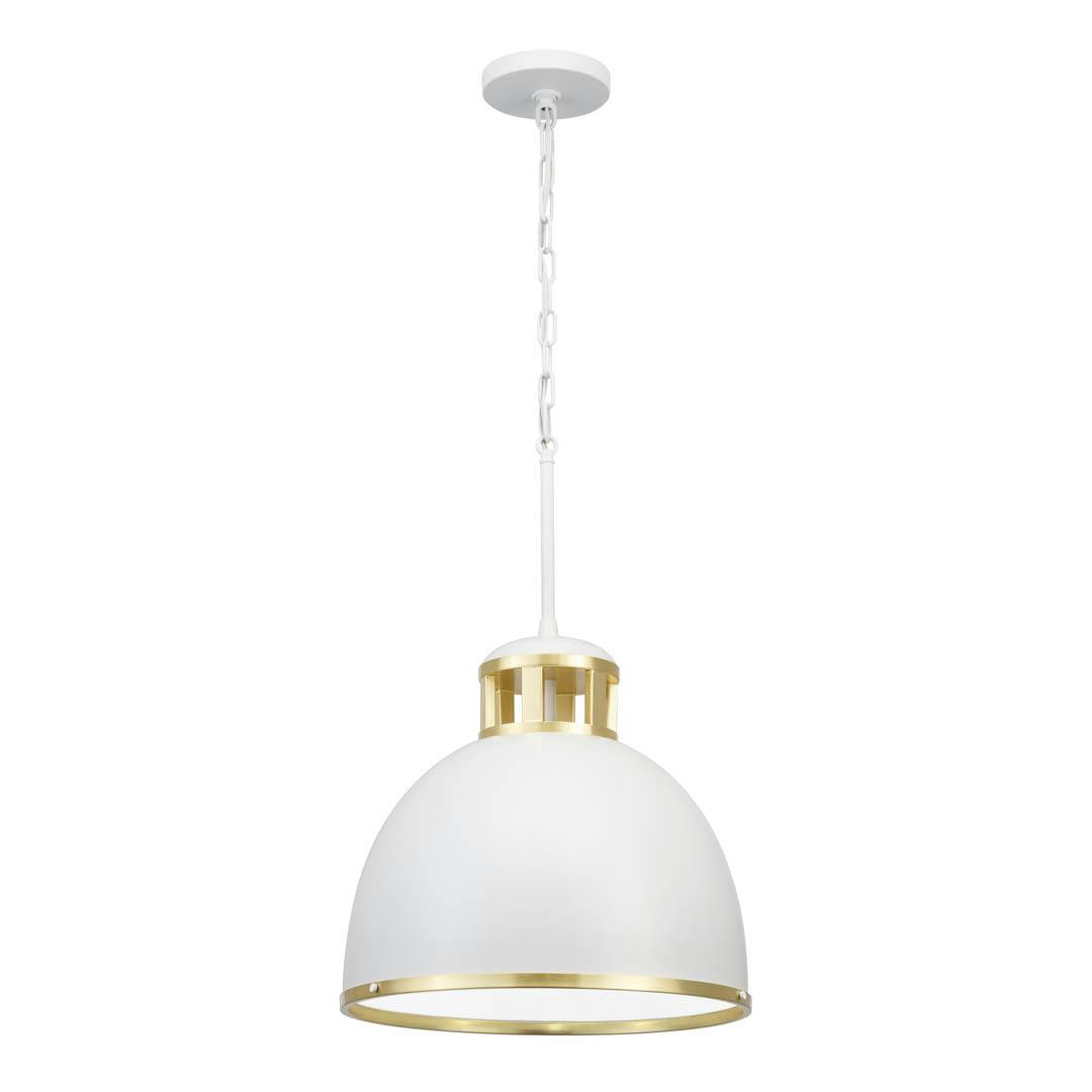 Sansara 3 Light Pendant in White and Champagne Gold on a white background