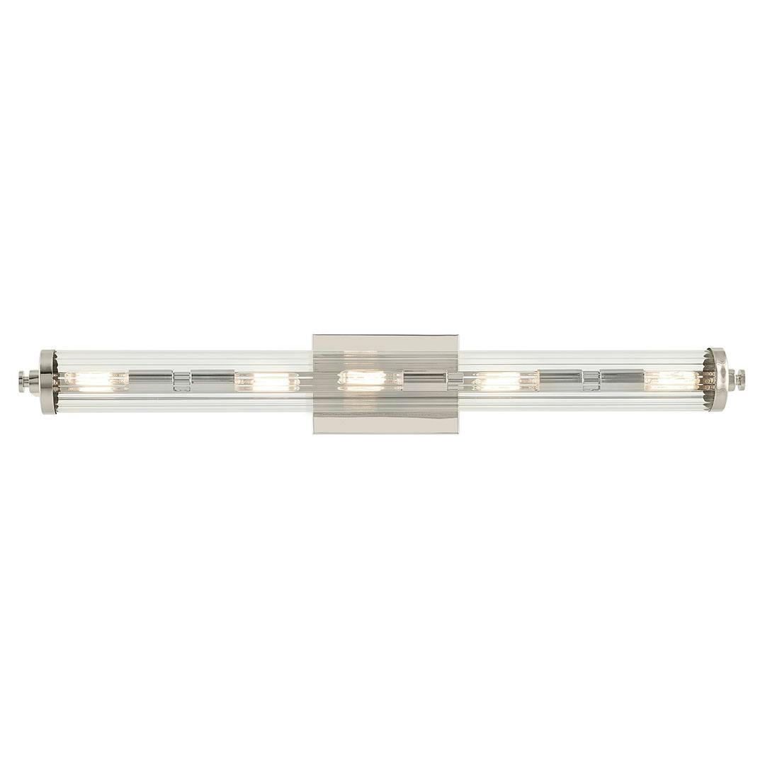 Front view of the Azores 32" 5-Light Linear Vanity Light in Polished Nickel on a white background