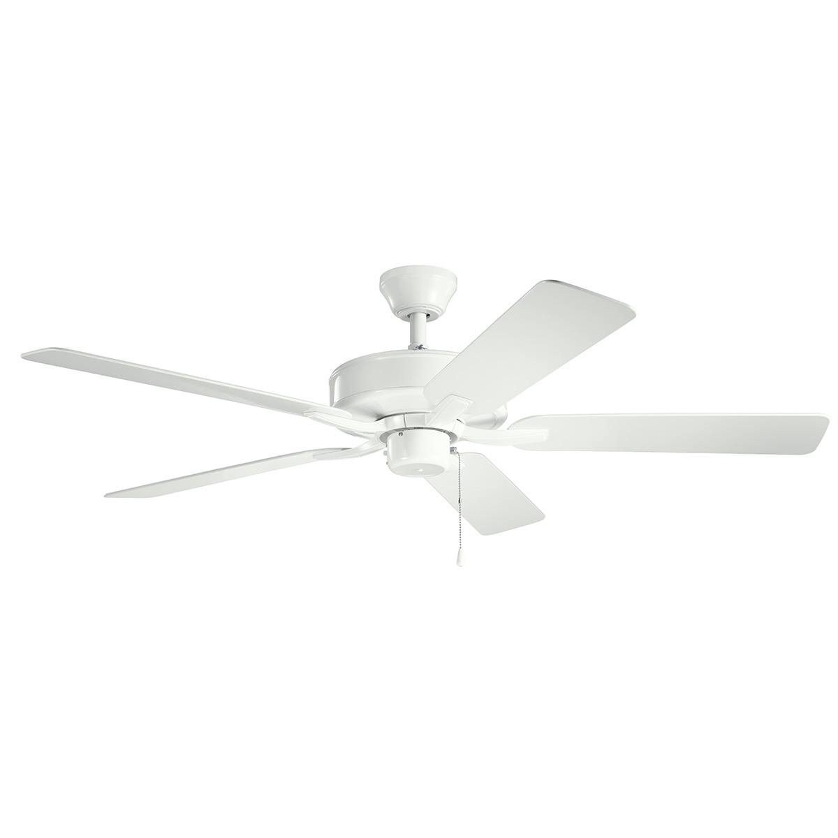 52" Basics Pro Patio Fan in White on a white background