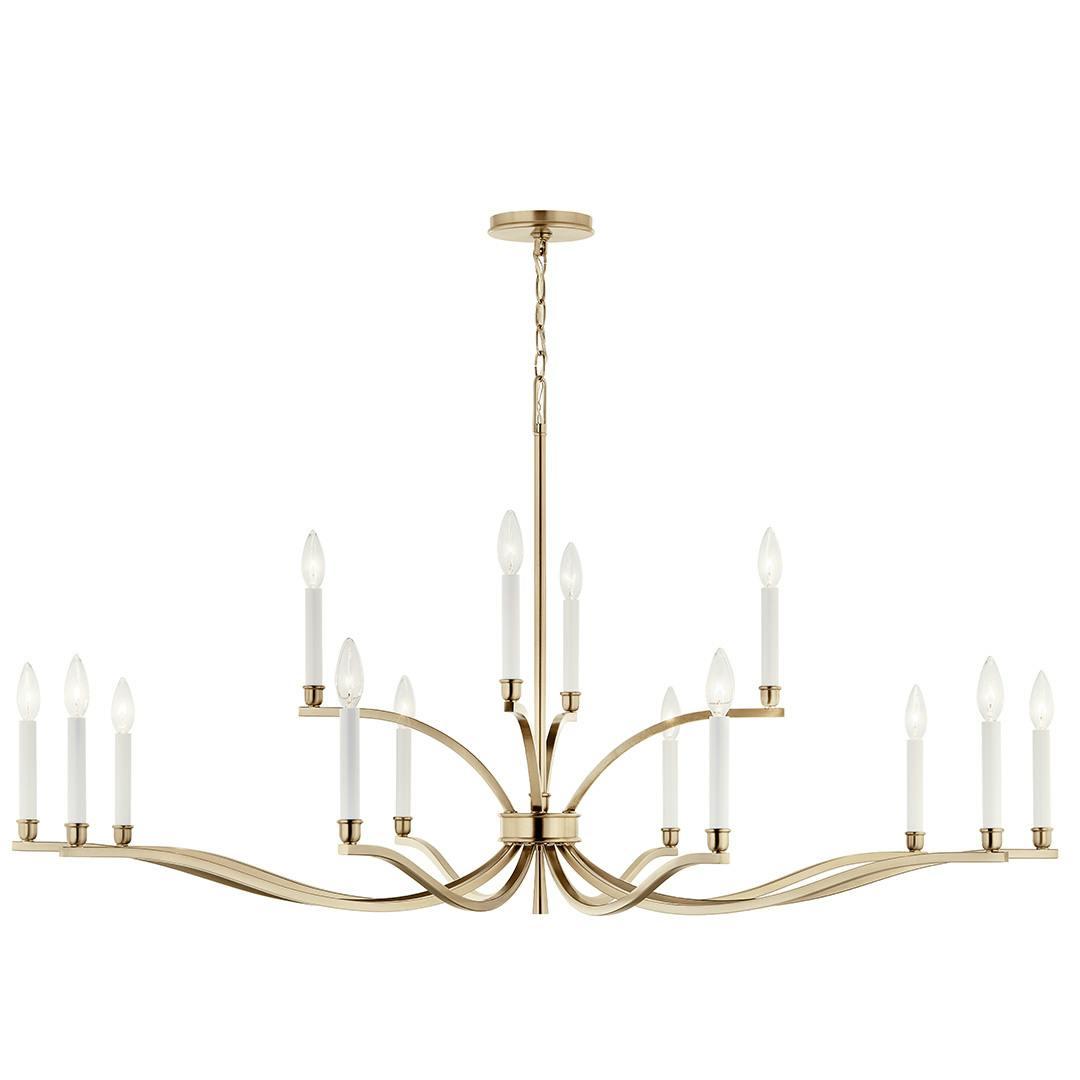 Front view of the Malene 52.75 Inch 14 Light 2-Tier Chandelier in Champagne Bronze on a white background