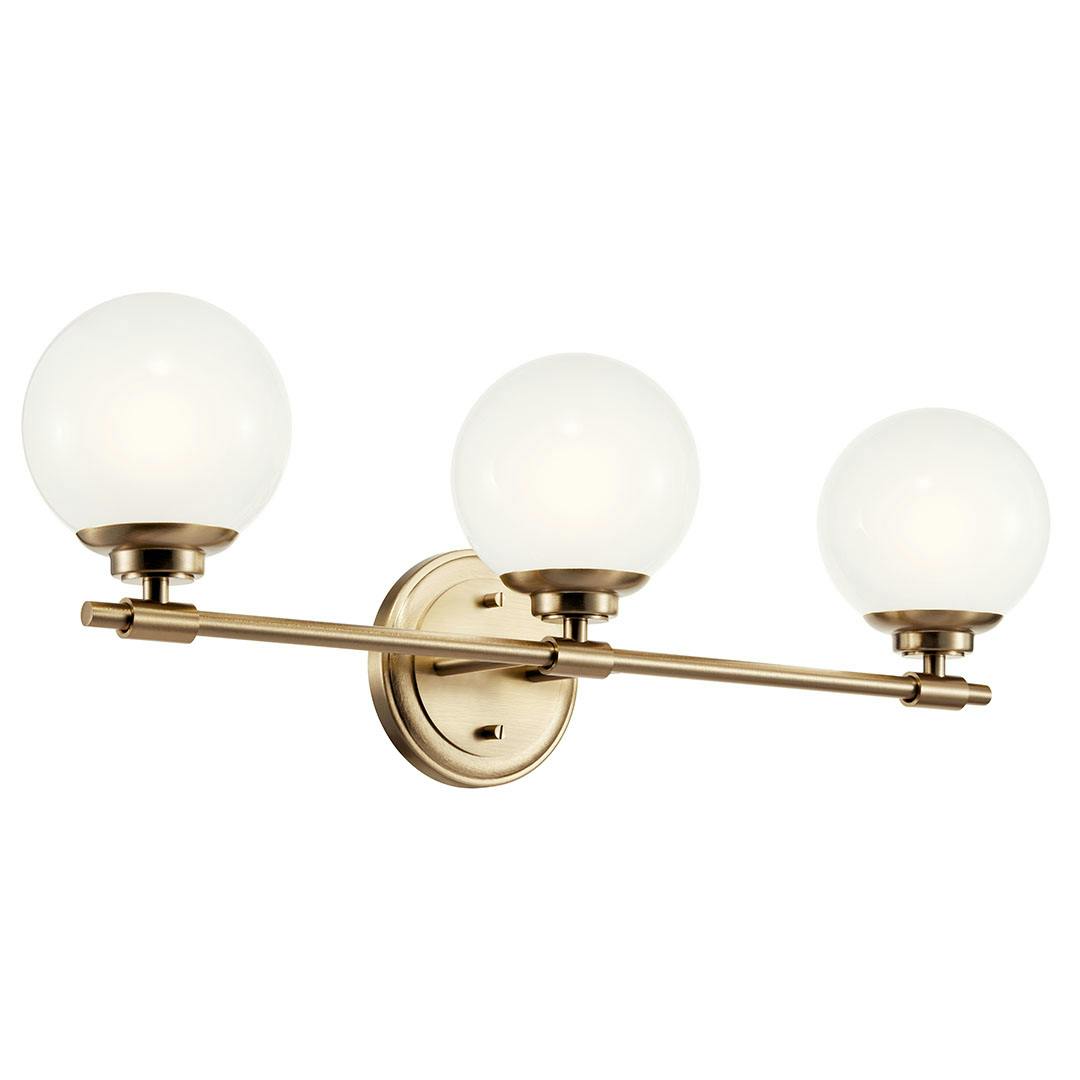 The Benno 24.5 Inch 3 Light Vanity Light with Opal Glass in Champagne Bronze on a white background