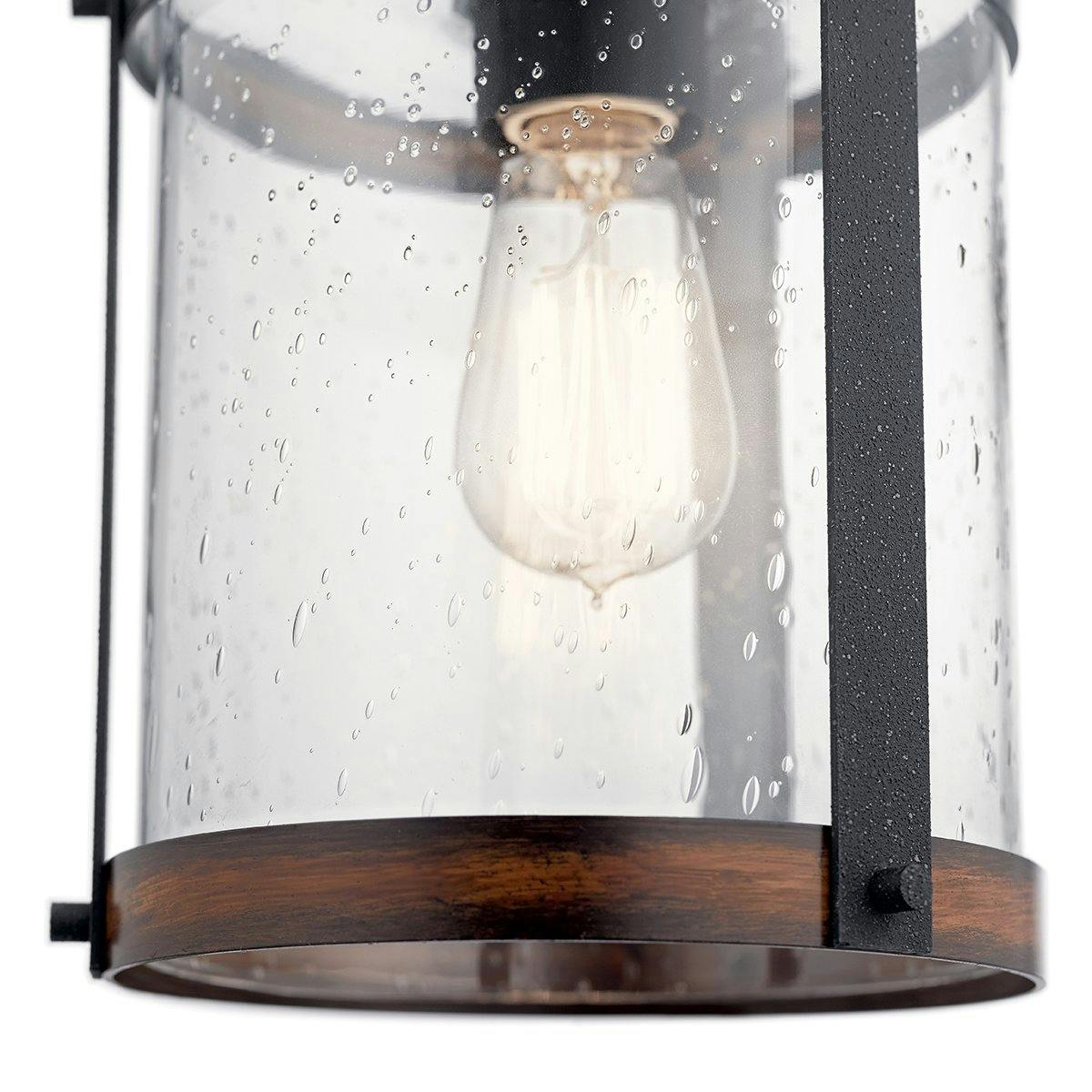 Close up view of the Barrington 1 Light Pendant Black on a white background