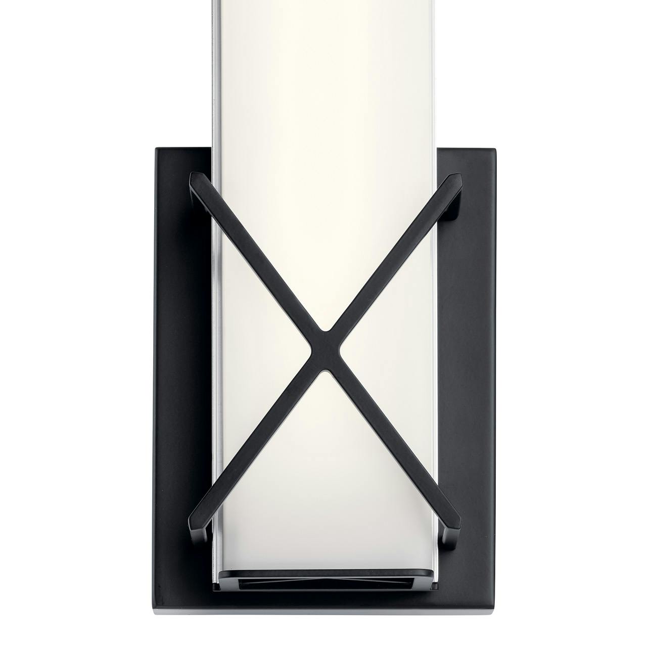 Close up view of the Trinsic™ LED Wall Sconce Matte Black on a white background